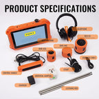 PQWT Underground Water Leak Detectors for Home and Outdoor PQ125C Wall Pipe Water Leakage Detection with Touchscreen Earphone and Carrying Case Multi Sensor Acoustic Pipeline Sound Intensifier