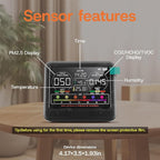 16-in-1 Indoor Air Quality Monitor with PM1.0,PM2.5,PM10,CO2,HCHO,TVOC,Temperature,Humidity,Time Display &7 AQI Alarms – Professional Air Quality Tester for Home, Office & Indoor Use (Shinning Black)
