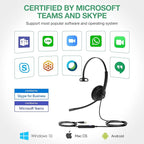 Yealink UH34 USB Headset with Mic, Single Ear Wired Headphones with Noise Cancelling Microphones, Professional Work Headphones VoIP Phone Computer Call Center Office,Ultra Light Mono