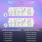 icever (2 Pack) 5in1 WB5 LED Controllers Bluetooth Control 2.4GHz Dimmable CCT RGB RGBW RGBCCT COB LED Strips - Compatible with Tuya App Echo Alexa Google Home Voice Control