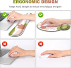 Gaming Mouse Pad, Large Desk Mat, Cute Desk Pad Protector, 4 in1 XXL Mousepad + Keyboard Wrist Rest+Mouse Wrist Rest+Coaster Set with Ergonomic Desk Pad for Home Office Table Computer Pink Rose
