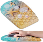 BOCHEERY Ergonomic Mouse Pad Wrist Support,Upgrade Mousepad with Massage Design,Non-Slip PU Base Desktop Mouse Pads for Pain Relief, Computer, Office & Home,12 x 8 in（F-Starfish and Seashell ）