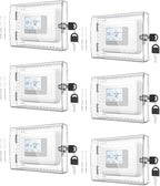 AUURIO 6 PCS Upgraded Thermostat Lock Box with Key, Large Space Thermostat Cover Seamless Anastomosis, Clear Decorative AC Lock Box Cover on Wall Fits Thermostats 4.8" H x 6" W or Smaller