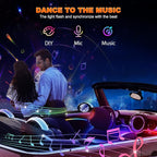 Jushope Interior Car LED Strip Lights, Acrylic LED Lights for Car with Dynamic Dreamcolor Chasing, Ambient Lighting Kits Music Sync Wireless APP and RF Remote Control (6 in 1)