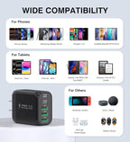 [2-Pack]60W USB C Wall Charger Block, 5-Port C Charger Fast Charging Block PD Power Adapter +QC 3.0 Multiport Type C Box Brick Cube USB A Wall Plug for iPhone 14/15/16/17 Pro Max,Samsung Galaxy(Black)