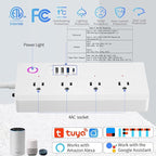 UseeLink WiFi Smart Power Strip,Surge Protector with 3 USB Ports 1 Type C (PD 20W) & 4 AC Outlets Compatible with Alexa, Google Assistant Voice Control, No Hub Required White