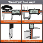 Preciva Digital Caliper - Rechargeable Stainless Steel Micrometer with IP54 Protection | Auto-Off, Large LCD Screen & Inch/Metric Conversion | Precision Measuring Tool 6Inch/150mm