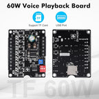 1 Pc 60W Voice Playback Module Support TF Card(32GB Max), PEMENOL DC 9-24V Sound Module Music Player Voice Broadcast Device Support Sound and Light Alarm for Home Alarm Voice Broadcast Module