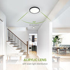 ASD LED 9" Round Flush Mount Ceiling Light Fixture, Low Profile Surface Lighting | 5CCT, Dimmable, Ultra-Thin, ETL Listed | 18W 1660LM 2700-6000K 120V | Kitchen, Bedroom, Hallway Lamp | Black, 12 Pack