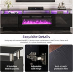 oneinmil 2 Tier TV Console Stand with 36" Electric Fireplace, LED Light Entertainment Center for TVs Up to 80" for The Living Room, 70", Black