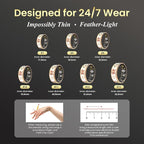 Enamel Craft Smart Ring for Women & Men - No Subscription Fee Fitness Tracker with Sleep Tracking, Heart Rate, SpO2 - IP68 Waterproof for iPhone Android - Activity Tracker, Remote Camera Size9