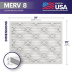 BNX TruFilter 20x25x1 Air Filter MERV 8 (4 Pack) - MADE IN USA – Dust & Pet Defense Electrostatic Pleated Air Conditioner HVAC AC Furnace Filters for Dust, Pet, Mold, Pollen MPR 600 – 700 & FPR 5