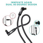 EMK 【Upgraded】 Double 90 Degree Optical Audio Cable Free-Rotating Toslink Plug Nylon Braided S/PDIF Digital Right Angle Optical Male to Male Cable for Home Theater,Sound Bar,TV(6.6ft/2m)