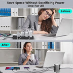 USB C Fast Charger : 6 Port Desktop Multiple Devices Power Adapter for Laptop MacBook Pro/Air, DELL, Tablet iPad Pro/Air, iPhone 16/15/14, Galaxy S23/22