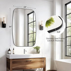 Black Oval Mirror, 24"×36" Bathroom Mirror for Wall Vanity with Stainless Steel Metal 0.8" Thin Frame, Oblong Bathrrom Mirror Modern Anti Rust