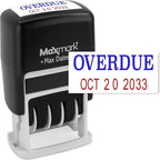 MaxMark Self-Inking Rubber Date Office Stamp with OVERDUE Phrase Blue Ink & Date RED Ink (Max Dater)