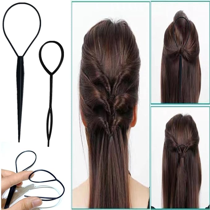 5Pcs Slick Back Brush Set with Topsy Tail Tool, Teasing Bristle, Rat Comb for Women & Girls Hair Styling, Flyaways Control and Edge Combing - BIACK