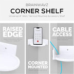 BRAINWAVZ 4” Small Floating Shelf, Adhesive & Screw in, for Bluetooth Speakers, Cameras, Plants, Toys, Books & More, Easy to Install Shelves Wall Mount (White)