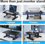 NIFBANG Monitor Stand Riser for Desk,360°Rotation Freely Height Adjustable by Knob,4.4-5.8 Inches,Ergonomic Monitor Stand Mount, Desktop Monitor Stand Riser for Computer,Laptop,Printer,Tv,Black