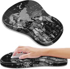 YIWEI Ergonomic Mouse Pad with Wrist Rest - Comfortable Office Mousepad with Memory Foam Wrist Support for Carpal Tunnel Relief, Mouse Pads with Non-Slip Base for Gaming and Home (World Map)