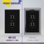 ENERLITES Mid-Size Duplex Receptacle Outlet Wall Plate, Electrical Outlet Covers Plates, Midway Size 1-Gang 4.88" x 3.11", Polycarbonate Thermoplastic, UL Listed, 8821M-BK-5PCS, Black (5 Pack)