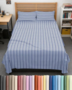 Full XL Bed Sheet Set - 4 Piece Extra Long Extended Full XL Sheets - Soft, Breathable & Cooling - Fits 8" to 16" Mattress with Deep Pockets - 54" x 80" - Wrinkle and Fade Resistant - Blue Stripes 3