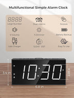 PPLEE Alarm Clock for Bedroom, 2 Alarms Loud LED Big Display Plug in Simple Basic Digital Clock with USB Charging Port, Adjustable Volume, Dimmable, Snooze for Deep Sleepers Kids Elderly Home Office