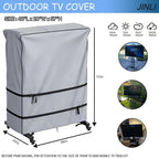 JINLI 45-50 inch outdoor TV trolley cover, courtyard TV cover, Oxford fabric waterproof and dustproof, triple windproof design, compatible with rolling/mobile stand