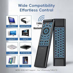 iPazzPort Mini Air Mouse Remote with Keyboard - 7-Color Backlit, Bluetooth & 2.4G Dual-Mode, Responsive Light-Press Buttons for Smart TV, Android Box, PC, Windows | AAA Battery Powered (NOT Included)