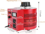 Beleeb 20Amp Variable Transformer Auto AC Voltage Regulator Power Supply, 2000VA Max, 0~130 Volt Output