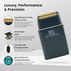 Electric Razor for Men Face with Double Titanium Foils, Professional Barber-Style shavers for Men, USB Rechargeable, Includes Cleaning Brush, Protective Cap & Pouch (Black)