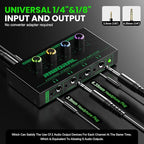 Riworal 4 Channels Headphone Amplifier with 3.5mm/6.35mm/ TRS Jack Input for Dj Mixer Amps Splitter with 8 Output Ports Separate Volume Control Output for Speaker Or Monitor Headphone