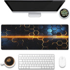 Eflxamz Large Gaming Mouse Pad for Desk,Golden Lines Honeycomb Technology Desk Mat,Honeycomb Technology Desk Pad,Extended Computer Keyboard Mouse Pad with Non-Slip Base and Stitched Edge,31.5"x11.8"