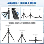 LEOFOTO 9.84" Aluminum Table Tripod with Ball Head for Camera, 360° Rotation Desktop Tripod with 1/4" Screw for Phone Adaptor/Projector/Sport Camera, Max Load 11lb