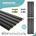 OUZUGIE WPC Acoustic Slat Wall Paneling, 8-Pack 114 x 6 Inches 3D Wall Panels for Interior Wall Decor,Living Room,TV Background,Study Room,Office Spaces,Bedroom,Low Grille (Black)