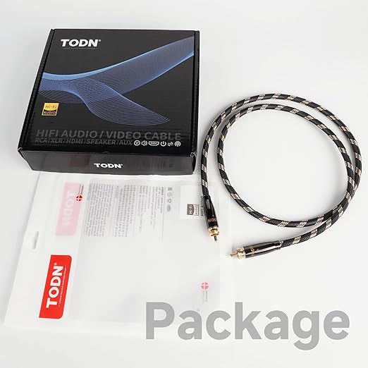 TODN Audiophile Digital Coaxial Cable HiFi SPDIF Coax Audio Cable 75-Ohm RCA Male to Male for Subwoofer, TV, Apm (4.9ft /1.5m)