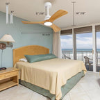 36 Inch Ceiling Fan with Light and Remote Control, 6 Speeds Reversible DC Motor,Ceiling Light 3 Wooden Blades Fan, Modern Ceiling Fans with Lights for Indoor Outdoor, Fans for Bedroom Patio Farmhouse