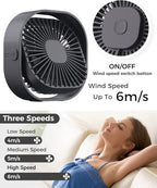 RJVW 4 Inch Small USB Desk Fan, 3-Speed Portable & 360°Rotatable Mini Cooling Fan, USB-Powered Desktop Fan for Home Office Bedroom Dorm Indoor Outdoor Summer Gift