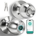 UMIK UMIKSMART Fingerprint Door Lock, Smart Door Knob, Keyless Entry Door Lock with App Control, Thumbprint Door Knob with Backup Key, Suitable for Home, Bedroom, Apartments, Garage, Office - Sliver