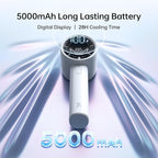 JISULIFE Handheld Turbo Fan Life10s, 5000mAh Rechargeable Portable Fans,Up to 28 Hours Working,5 Speed Strong Wind,Personal Mini Fan for Travel Outdoor Camping Beach Makeup（Gray）