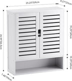 SMIBUY Bathroom Cabinet Wall Mounted, Bamboo Over-The-Toilet Storage Organizer, Space Saver Medicine Cabinet with 2 Door and Adjustable Shelves (White)