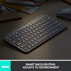 Logitech MX Keys Mini Minimalist Wireless Illuminated Keyboard, Compact, Bluetooth, Backlit, USB-C, Compatible with Apple macOS, iOS, Windows, Linux, Android, Metal Build - Pale Gray