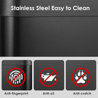 Arlopu Automatic Trash Can,Sensor Motion Stainless Steel Garbage Bin, Touchless Smart Waste Bin, W/Stay-Open, Soft Close Lid, Display Light for Kithchen, Living Room, Office (Black, 18.5gal)
