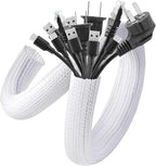 AGPTEK Cable Sleeve Cover, 2Pack 5ft - 1.8 inch Desk Cord Organizer Cable Hider, Home Office Wire Management Computer TV Wire Loom Tubing, Pet Proof Cord Protector, from Cat Dog Chewing, White