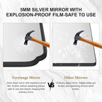 48 x 24 Inch Black Bathroom Vanity Mirror for Wall with Metal Frame Modern Rectangle Rounded Corner Wall Decor Mirror for Big Bathroom Over Sink (Horizontal/Vertical)