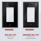 ENERLITES Decorator Switch Metal Wall Plate, Outlet Cover, Corrosion Resistant, Standard Size 1-Gang 4.50" x 2.76", Powder Coated Stamped Steel, 7731-BG, Black Gloss