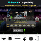 FlyroadUp HDMI Switch 4K@60Hz HDMI 2.0 Switcher 5 in 1 Out with Remote, Support Dolby Vision Dolby Atmos HDR10 HDCP2.2 CEC, Compatible with PS5/4/3 Xbox Nintendo Roku Apple TV Fire Stick
