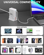 500W USB C Charger Block Charging Station,GaN3 8-Port Fast Charger Block with Dual PD 100W USBC Fast Charging Station Desktop Hub Compatible with iPhone 17 16 15 14/Pro Max/MacBook Pro/Air/iPad(White)