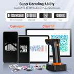Tera Barcode Scanner Wireless with Screen: Pro Version 1D 2D QR with Digital Setting Keypad Power Switch Charging Cradle Works with Bluetooth 2.4G Wireless Bar Code Reader HW0015 Orange