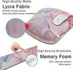 Keyboard Wrist Rest Memory Foam Ergonomic Mouse Pad with Computer Wrist Support Set with Non-Slip Rubber Base Coaster for Home, Office Easy Typing and Pain Relief - Pink Gold Marble